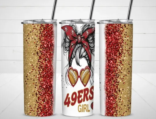 Discover SF49 ers Girl Tumbler with Lid and Straw, Gift for Friends
