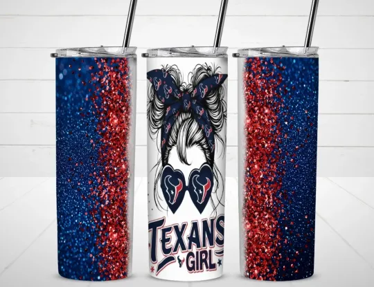 Discover Texans Girl Tumbler with Lid and Straw, Gift for Friends