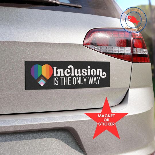 Discover Progress Pride Sticker - Inclusion is Elemental Bumper Sticker