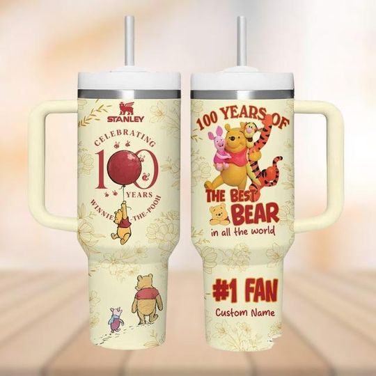 Discover Custom Winnie Pooh 100th Anniversary Tumbler 40oz, Pooh Tigger Eeyore 2026 Tumbler Cup, Disney 100 Years The Best Bear Water Tumbler