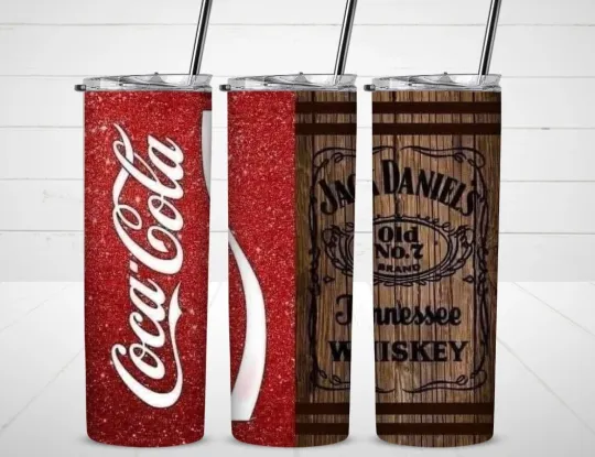 Discover J Daniel Whiskey and Coke Tumbler with Lid and Straw, Gift for Friends