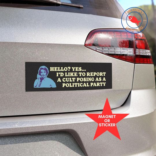 Discover You're in A Cult Retro Bumper Sticker, Funny Liberal Political Bumper Sticker
