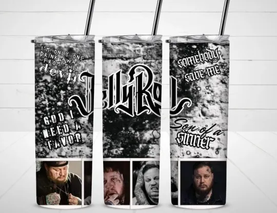 Jelly Roll Art Tumbler with Lid and Straw, Gift for Friends