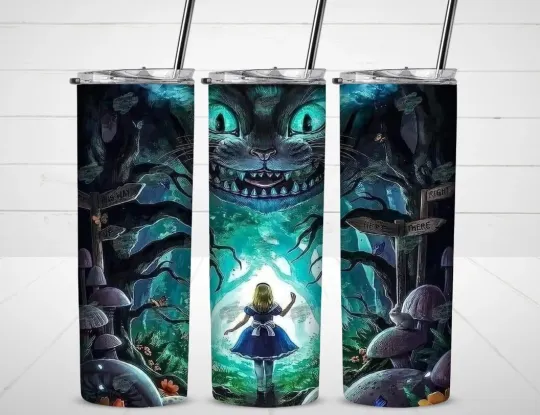 Discover Cheshire Cat Wonderland Tumbler with Lid and Straw, Gift for Friends