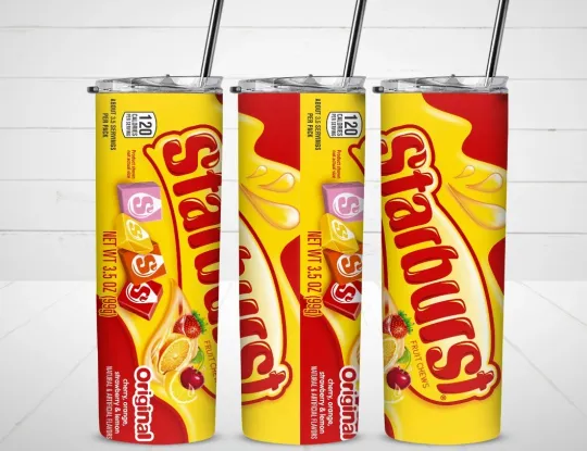 Starburst Candy Tumbler with Lid and Straw, Gift for Friends