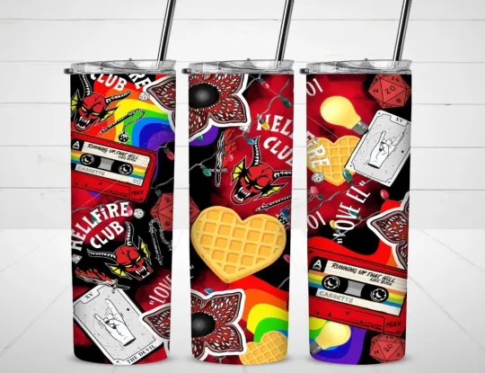 Stranger Things Tumbler with Lid and Straw, Gift for Friends