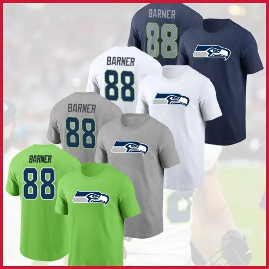 AJ Barner Seattle Seahawks 2026 Player Name & Number Double Sided T-Shirt