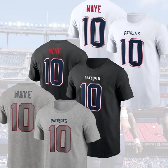 Discover Drake Maye #10 New England Patriots 2025 Double Sided T-Shirt for Fans
