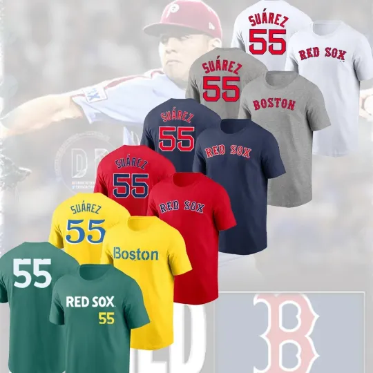 Ranger Suárez Boston Red Sox 2026 Player Name & Number Double Sided T-Shirt