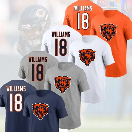 Caleb Williams #18 Chicago Bears Double Sided T-Shirt Fan Logo