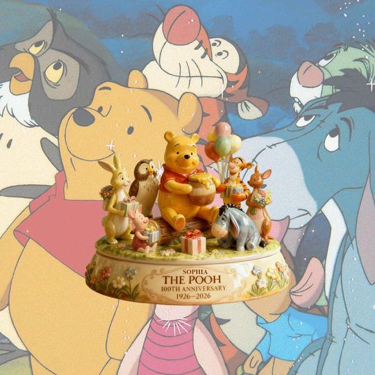 Discover Personalized Winnie The Pooh 100th Anniversary Acrylic Plaque, Custom Name Pooh Keepsake, Disney Cartoon Love Decor, Anniversary Gift