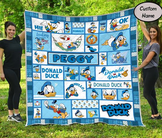 Discover Personalized Disney Donald Duck Quilt Blanket, Custom Kids Baby Throw Gift