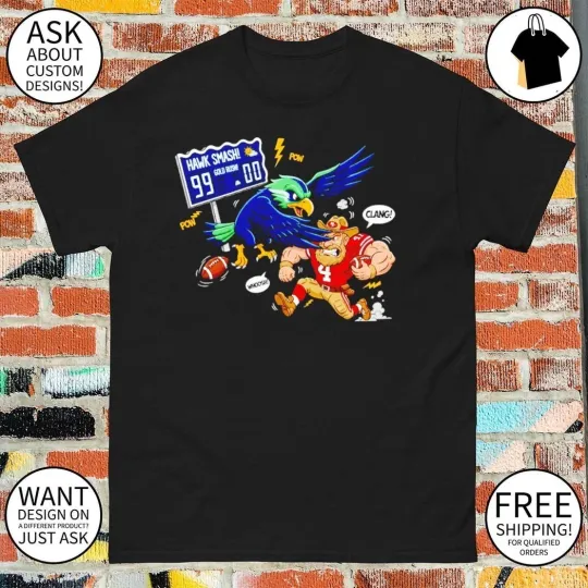 Discover Seahawks beat 49ers Cartoon Rivalry Hawlk smash Funny football Game Day shirt