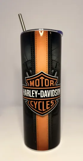 Discover 20 oz Haarleyy Racing Daviidso'n Stainless Steel Tumbler with Lid, Straw -Motorcycles