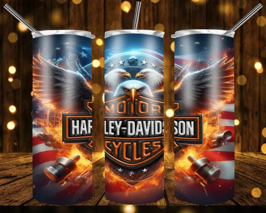 Discover Patriotic Haarleyy Racing Daviidso'n Skinny Tumbler 20oz w/American Eagle and Flag Design