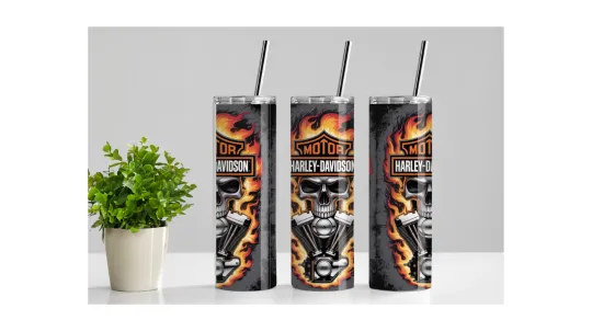 Discover Haarleyy Racing Daviidso'n Skinny 20oz Tumbler W/ Lid & Straw