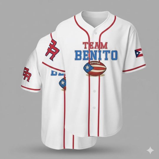 Team Benito Super Bowl Puerto Rico Unisex Baseball Jersey,Croptop Jersey, Sportswear for Couples