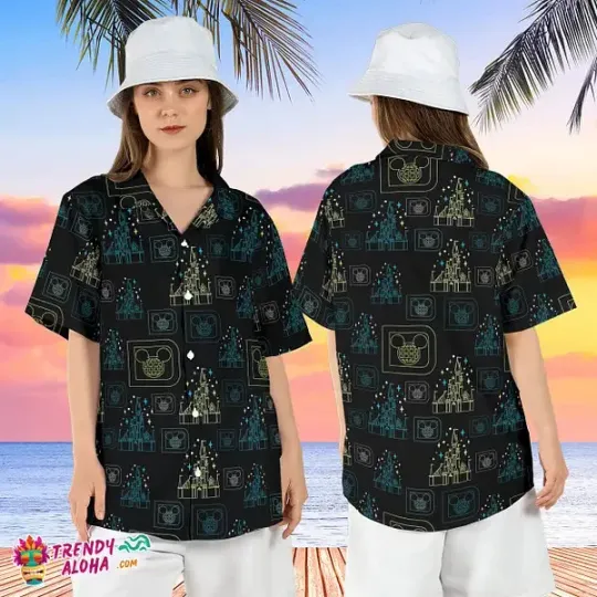 Discover Magic Kingdom Castle Summer Aloha Mickey Ears Hawaiian Shirt