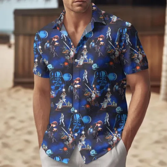 Discover Disney Star Wars A New Hope Faded Space Blue Hawaiian Shirt