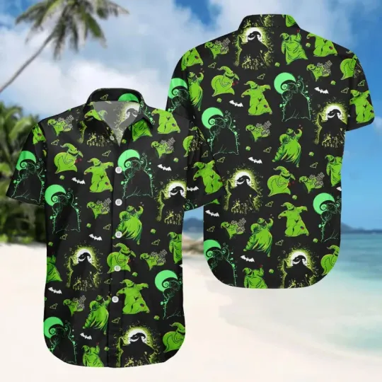 Discover Disney The Nightmare Before Christmas Oogie Boogie Black Green Hawaiian Shirt