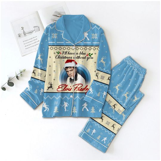 Discover Elvis Presley Christmas Pajamas Set, King Long Sleeve Sleepwear, Rock and Roll Music Pajamas for Adults