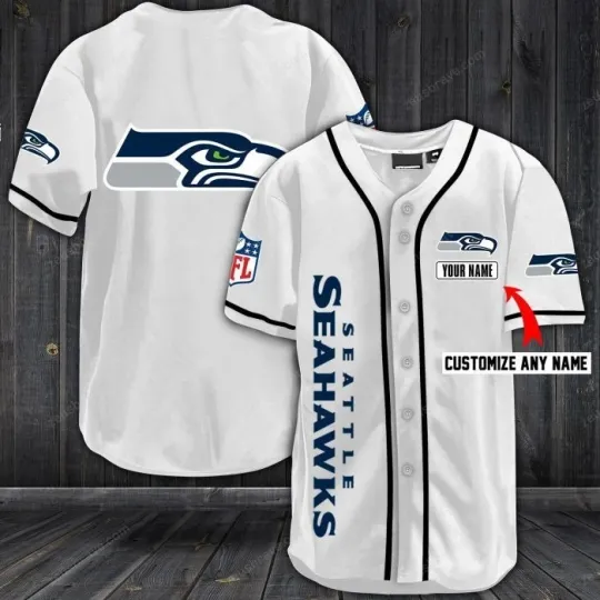 Personalized Unisex/Kid Seattle Seahawks Print Baseball Jersey Shirt