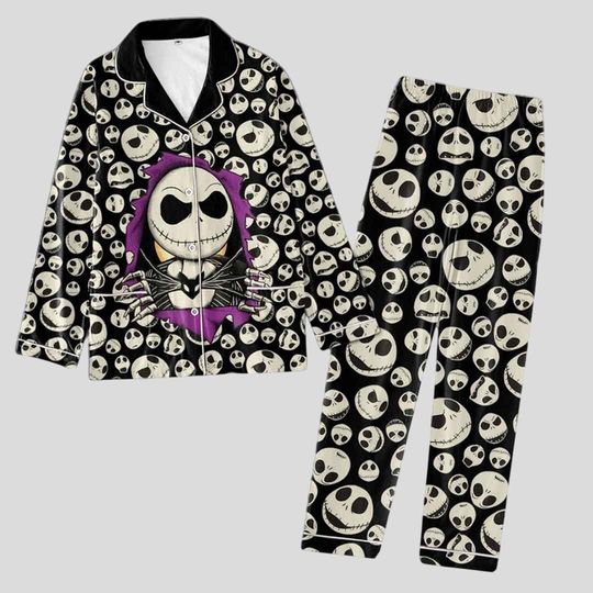 Jack Skellington Pajamas Set, Nightmare Before Christmas Sleepwear, Trick Or Treat PJs for Women, Disneyland Pajama Pants