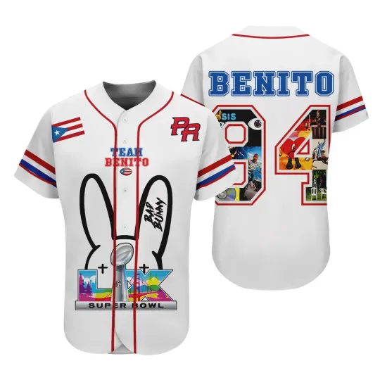Team Benito 94 Puerto Rico Unisex Baseball Jersey Croptop Vintage 90s Style