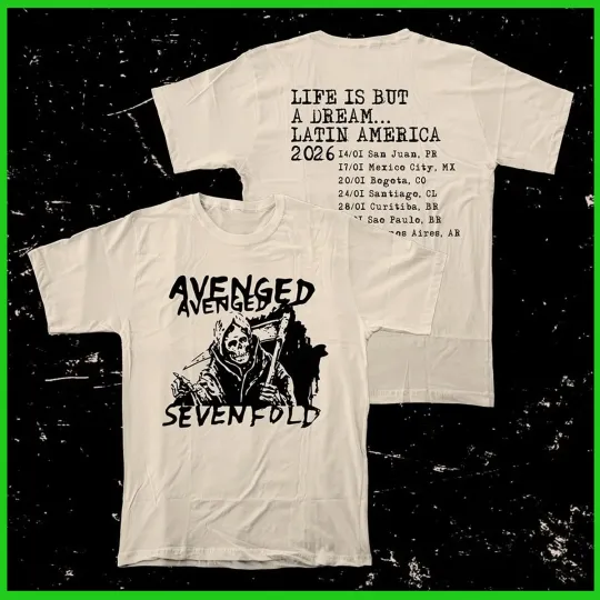 NEW - Avenged Sevenfold Life Is But A Dream Latin America Tour 2026 Sand T shirt