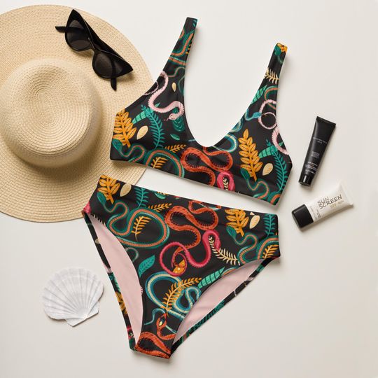 Discover Snake Print Bikini Swimsuit for Women