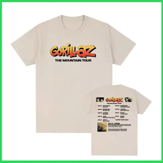 Discover Gorillaz Rock Band Tour 2026 T-shirt Short Sleeve Reprint Gildan