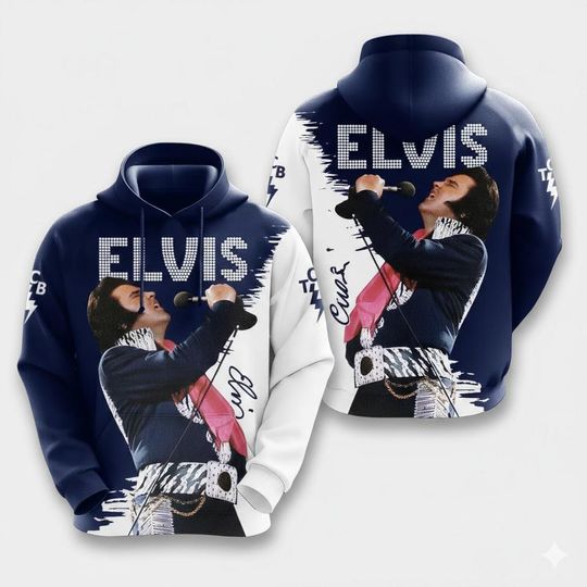 Discover Elvis Presley 3D Hoodie - Vintage Rock n Roll Graphic Sweatshirt for Music Legend Fans