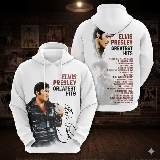 Discover Elvis Presley 3D Hoodie, Rock N Roll Graphic Sweatshirt, Music Legend Gift, King of Rock Fan Apparel