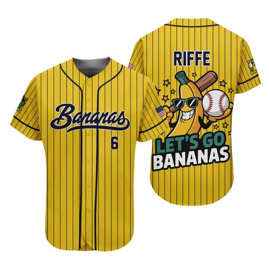 Discover Personalized Bananas Team Baseball Jersey, Custom Team Name & Number, Funny Bananas Jersey, Savannah Fan Gift