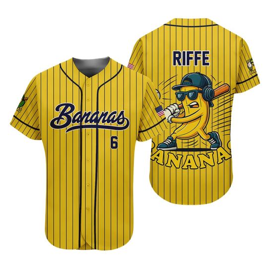 Discover Personalized Bananas Team Baseball Jersey with Custom Name and Number