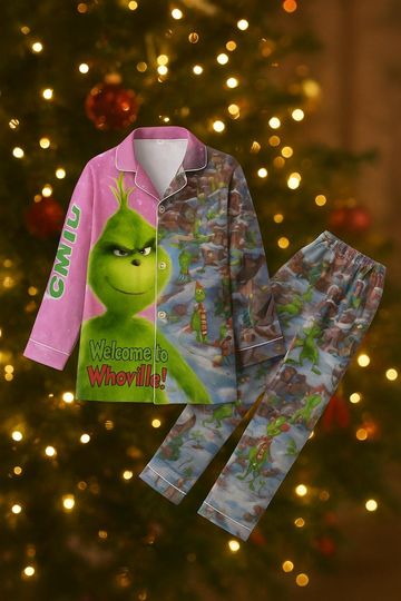 Discover Funny Character Button Down Pajama Set for Adults - Perfect Christmas Gift