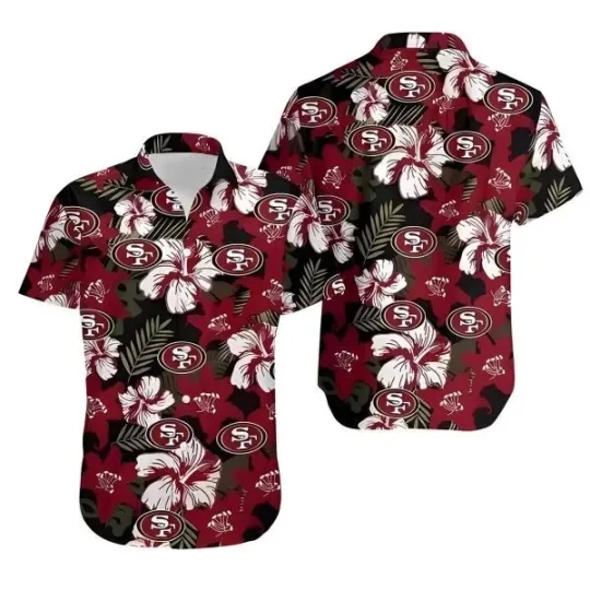 Discover San Francisco Football Hawaiian Shirt Hibiscus Flower Pattern Best Beach S-5XL