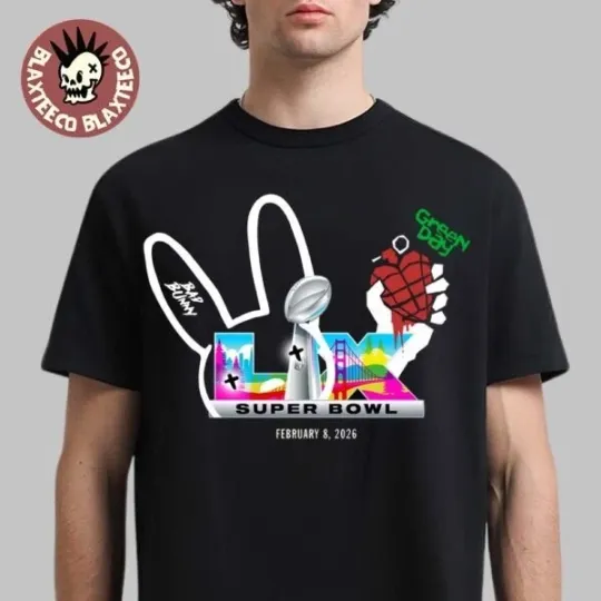 Discover Green Day x football Super Bowl LX 2026 Opening Halftime Show Bunny T-Shirt