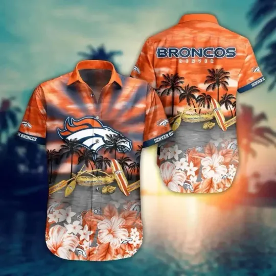 Discover Denver Football Sunset Oasis Hawaiian Shirt Summer Aloha Unisex Size S-5XL