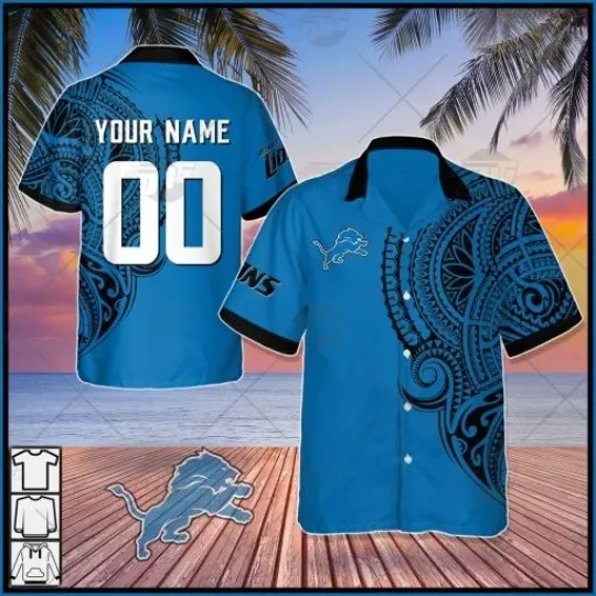Discover Personalize Detroit Football Polynesian Tattoo Design Hawaiian Shirt