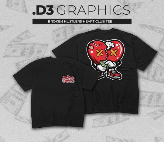 Discover Hustlers Broken Heart Club Double Sided T-Shirt