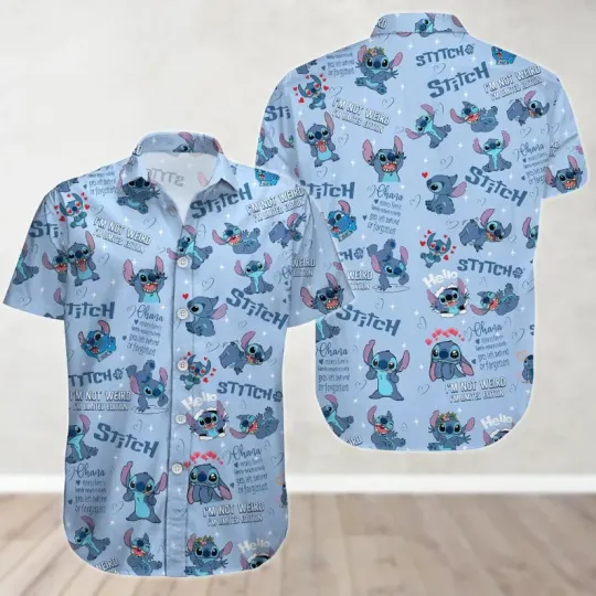 Discover Disney Lilo And Stitch Summer Beach Cute Emotions Blue Hawaiian Shirt