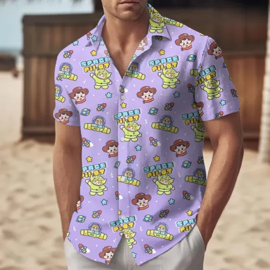 Discover Disney Toy Story Cute Space Pilot Purple Hawaiian Shirt