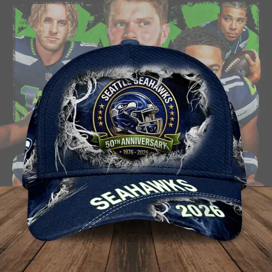 Discover Seahawks 50th Anniversary Classic Baseball Cap