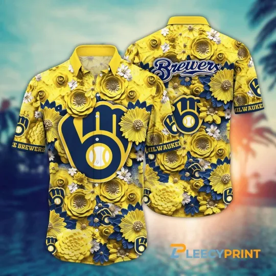 Discover Milwaukee Baseball Team Brewers Inflated Floral Hawaiian Shirt For This Summer