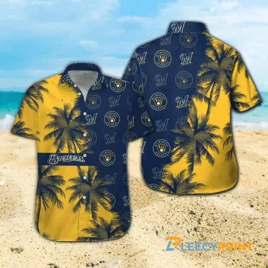 Milwaukee Baseball Team Brewerss Coconut Palm Trees Hawaiian Shirt