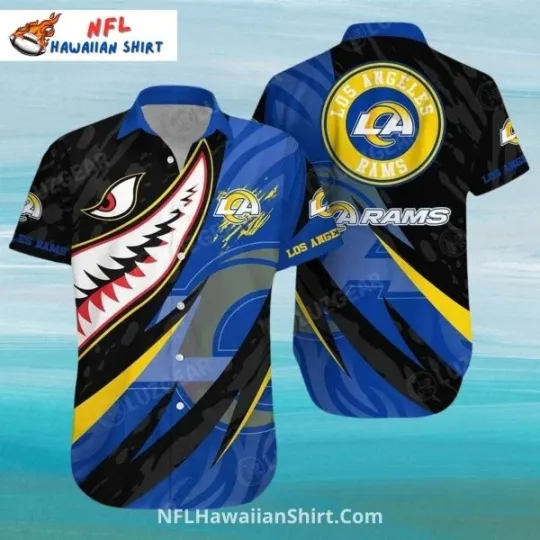 Discover LA Football Shark Teeth Design football Hawaiian Aloha Shirt Size S-5XL