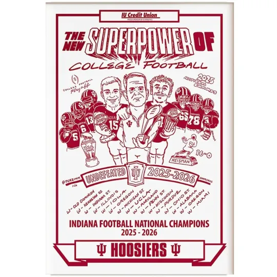Discover Indiana Hoosiers National Champions 2025 2026 Illustrated Team Poster