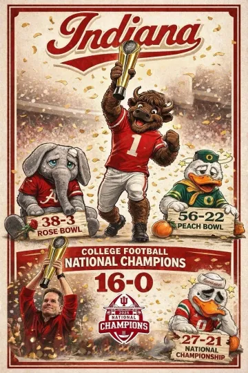 Discover Indiana Hoosiers 2025-2026 Football National Championship Poster