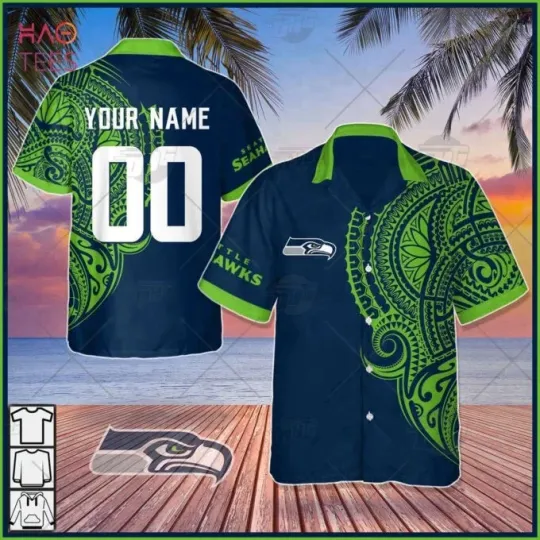 Discover Personalize football Seattle Polynesian Tattoo Trending Hawaiian Shirt